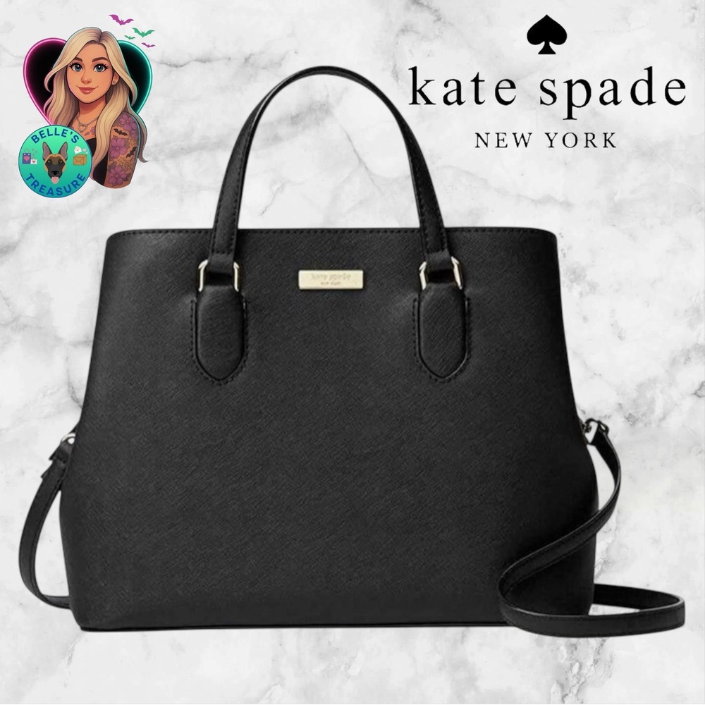 Kate Spade Laurel Way Evangelie satchel bag Crossbody Black saffiano leather‎